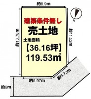 第2期分譲地！土地面積約36坪と広々♪
建築条件無し売土地の為、お好きな工務店・ハウスメーカーで建築可能☆
即引き渡し可！閑静な住宅街です！