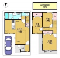 阪急『西向日駅』徒歩７分の駅近物件！
全居室収納＆天井収納庫付きで収納豊富な３ＬＤＫのお家♪
約１６帖のＬＤＫには床暖房付きで寒い冬も安心です！

