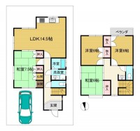 長岡京市、向日市、大山崎町を専門　ユニバーサルホームサービス 全居室６帖以上の４ＬＤＫ！駐車場はカーポート付！
閑静な住宅地の整形地！買い物施設が徒歩圏内で生活便利♪
小・中学校が徒歩圏内でお子様の通学も安心♪