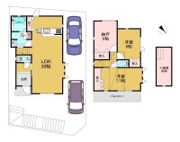 長岡京市、向日市、大山崎町を専門　ユニバーサルホームサービス 全４８区画の分譲地！
駐車２台可能なゆとりのある駐車スペース！
小・中学校まで徒歩圏内！お子様の通学も安心です！